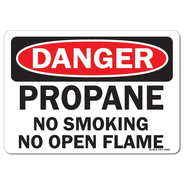 OSHA, Propane No Smoking No Open Flames, 5in X 3.5in, 10PK, 3.5" W, 5" L, Landscape, PK10